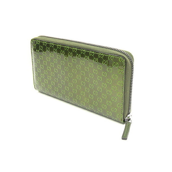 Gucci green zip Micro Wallet Patent ssima GG long - Picture 1 of 8